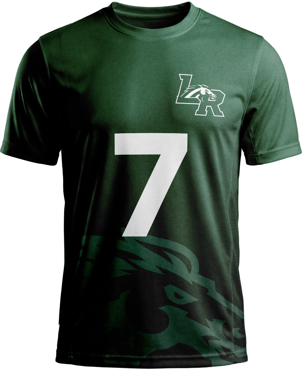 Mustang identity on a game jersey
