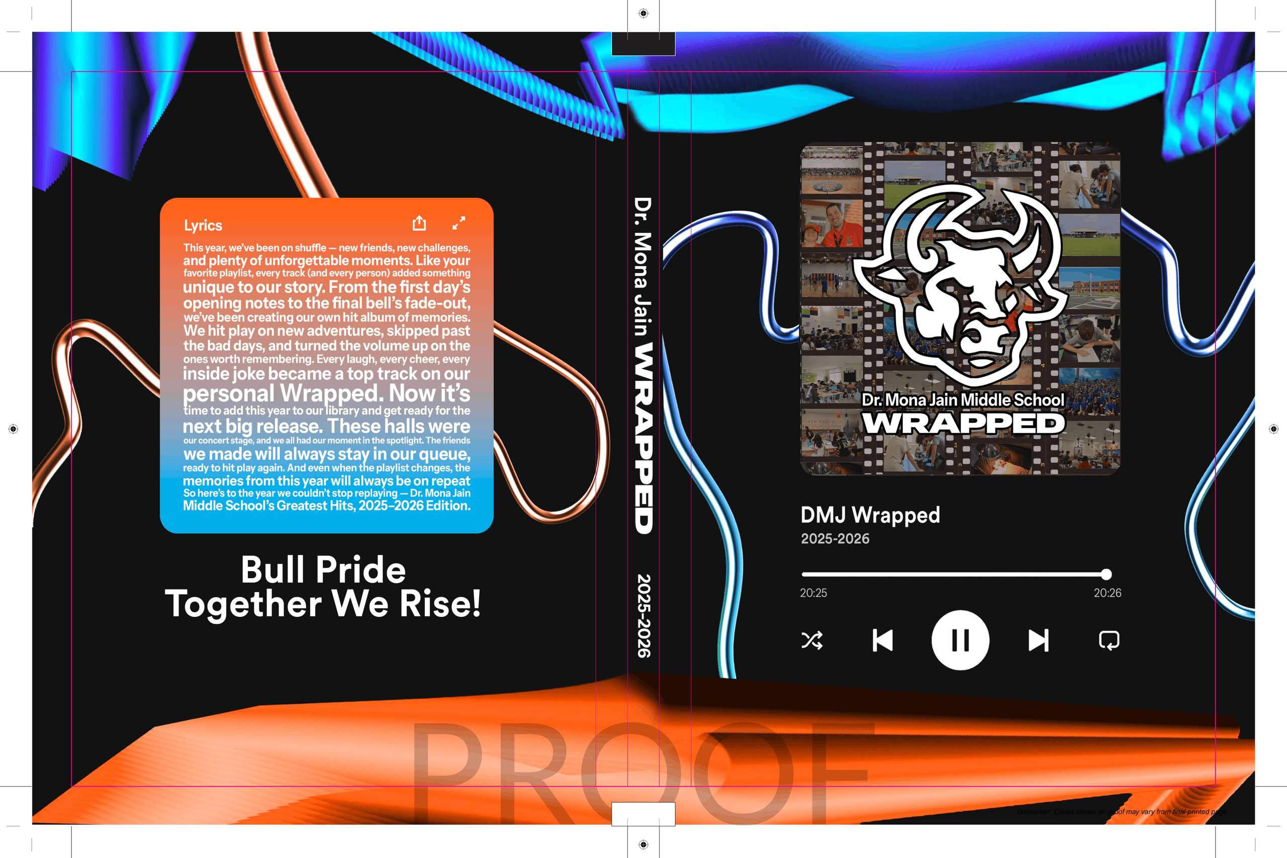 DMJ Wrapped — 2025–2026 yearbook cover proof
